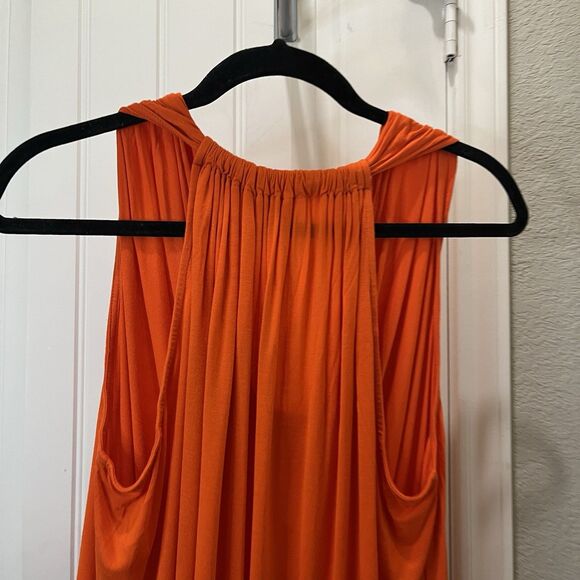 One A Orange Scoop Drape Neck Sleeveless Top Stretch Womens Size M - Picture 7 of 9